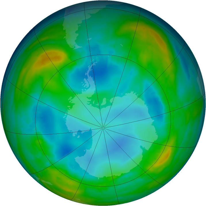 Antarctic ozone map for 05 August 2015